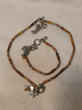 Brighton "Listen To Your Heart" jasper and silver pendant necklace and bracelet